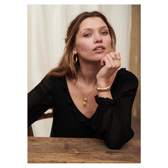 Sezane Black Blouse with Ruffle Detail - Picture 4 of 8